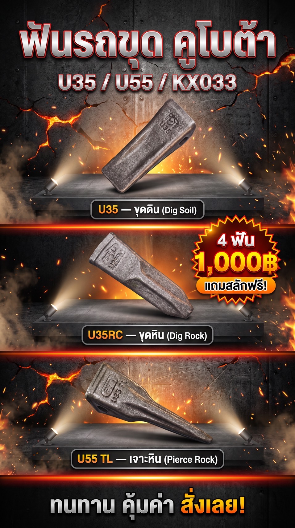 ชุดฟันแถมสลัก 4 ตัว 1,000 บาท